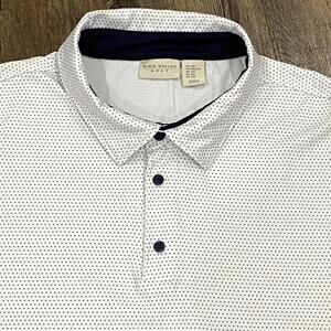 Rorie Whelan Golf Polo Shirt Mens XXL White Geometric Short Sleeve Polka Dot EUC